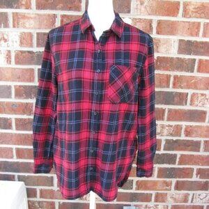 Beach Lunch Lounge flannel shirt top blouse long sleeve XS luxury style soft